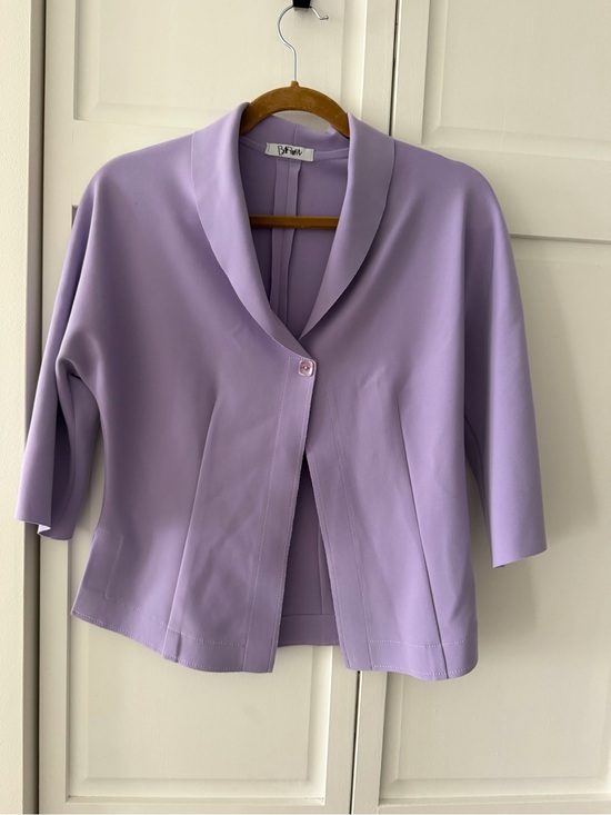 Vintage Jackets & Blazers - Vintage Barbeau Lilac Lavender Cropped Structured Blazer Jacket Pastel M